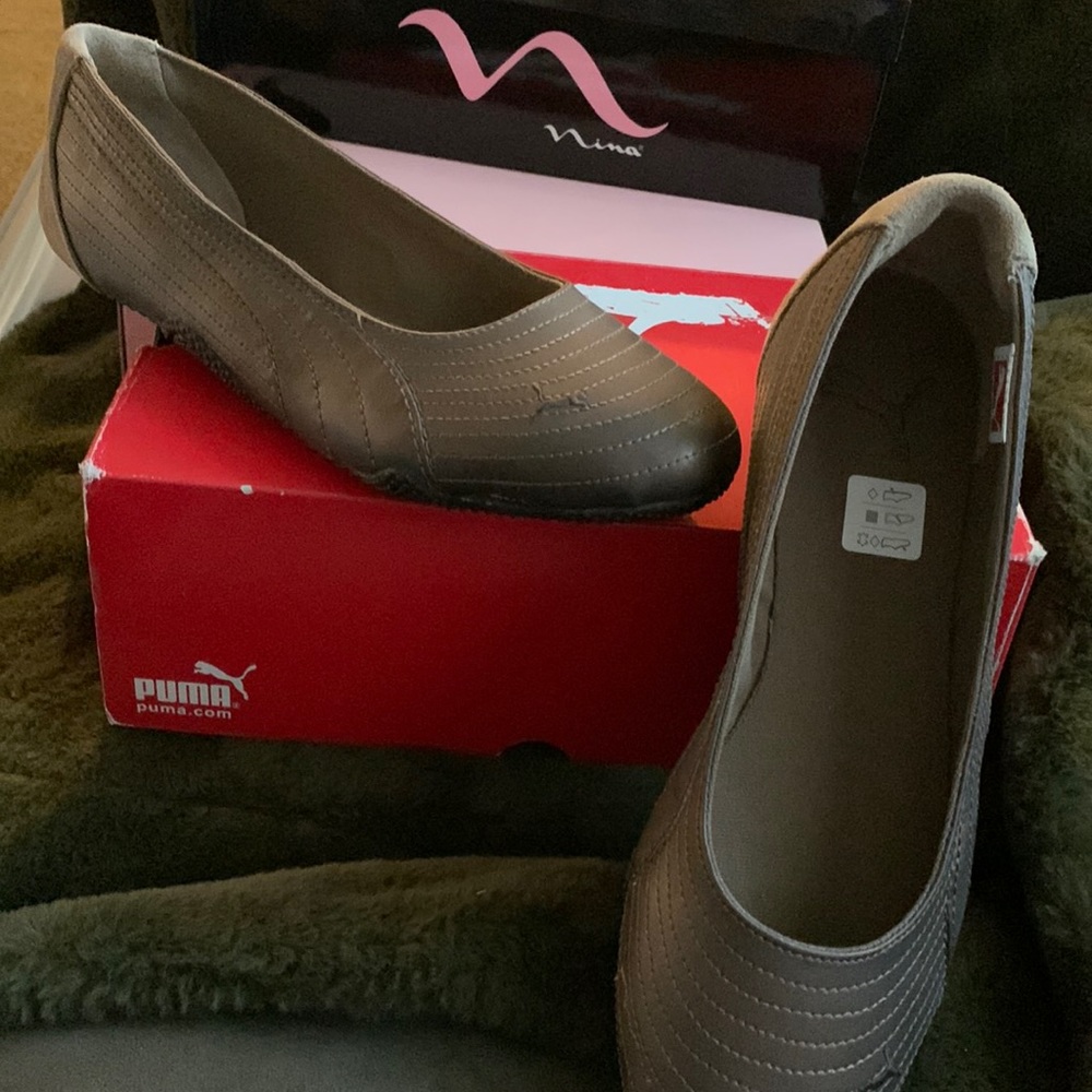 Puma metallic pewter and suede ballet flat